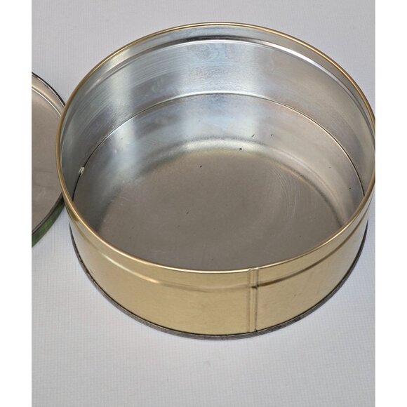 Snowman Recipe-Themed Decorative Metal Tin with Plaid Lid Homespun Medium Made I - Picture 5 of 6